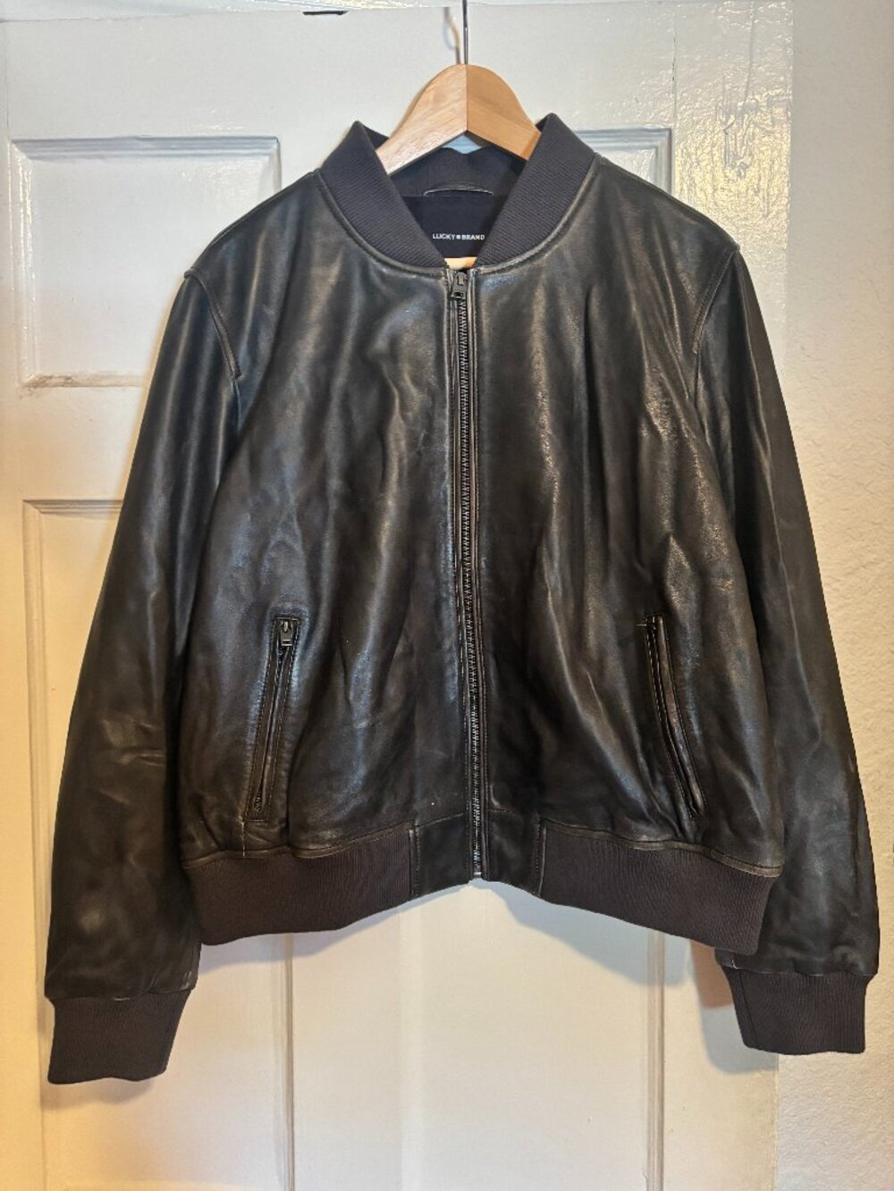 Lucky Brand Leather Bomber Jacket